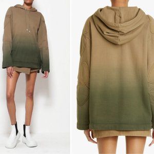 $925 Dion Lee Sunfade Ombre French Terry Padded Hoodie - Military Green UNISEX